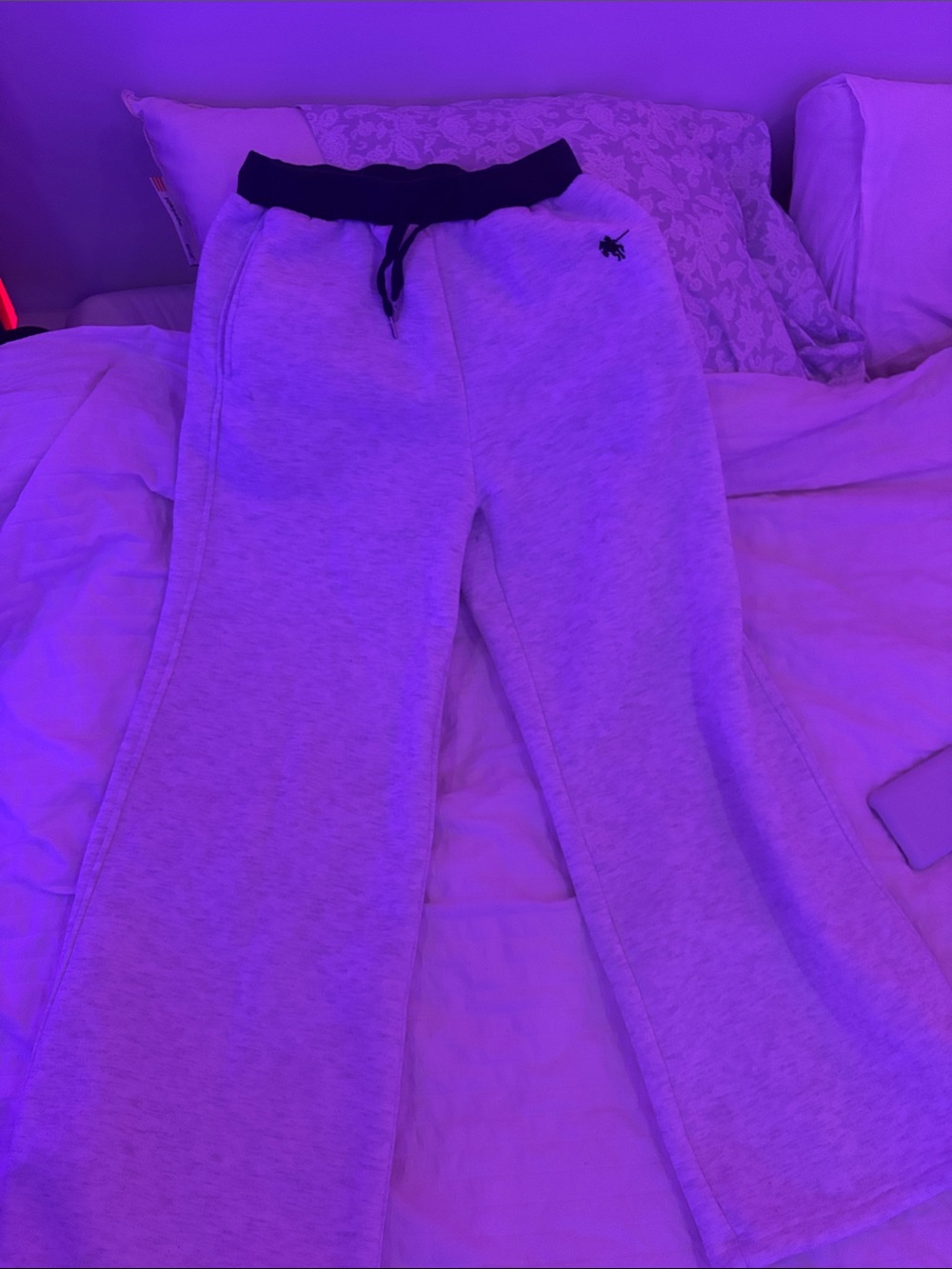 White Ralph Lauren Sweatpants with navy blue Waistband